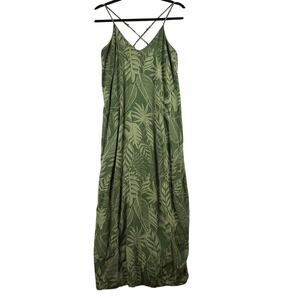 Old Navy Tropical Maxi Dress Womens Large Cross Back Rayon Beach Resort Vacation